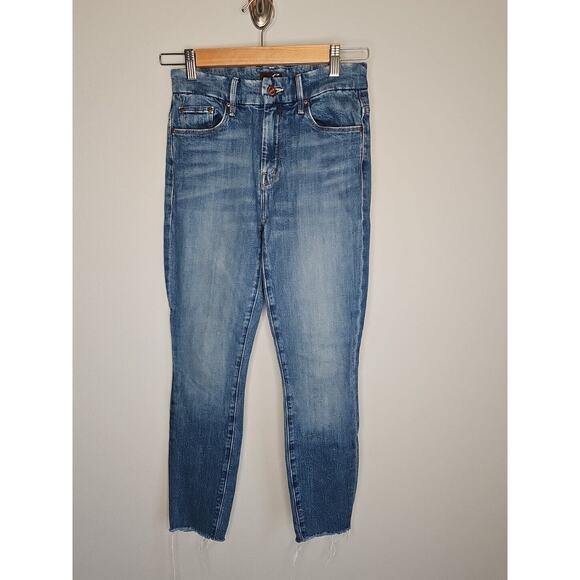 Mother Women's Blue High Waisted Looker Ankle Fray Denim Jeans Size 25 - Picture 1 of 7